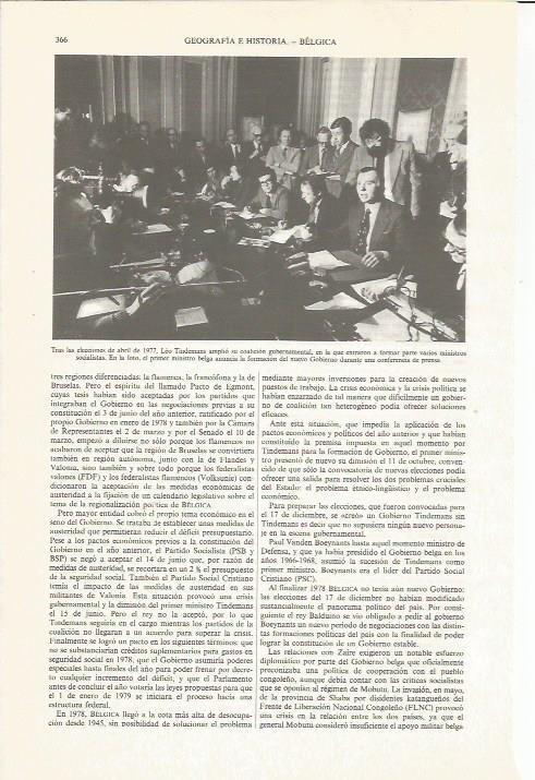 LAMINA ESPASA 34017: Leo Tindemans, primer ministro de Belgica