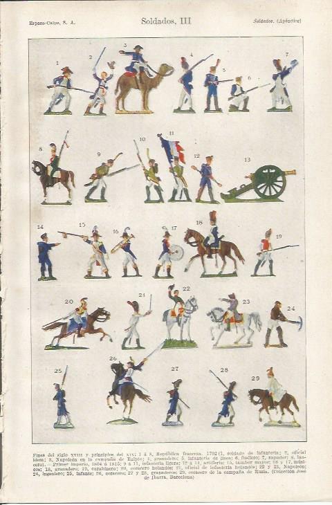 LAMINA ESPASA 34120: Soldados del siglo XVIII de la Colección Jose de Ibarra