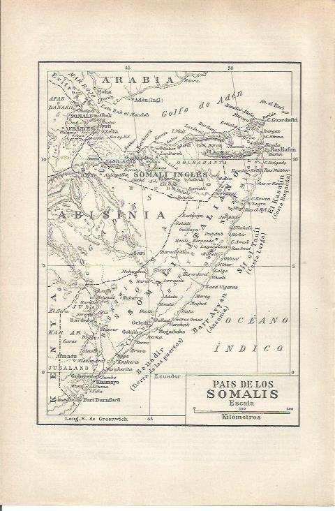 LAMINA ESPASA 34146: Mapa del pais de los Somalis