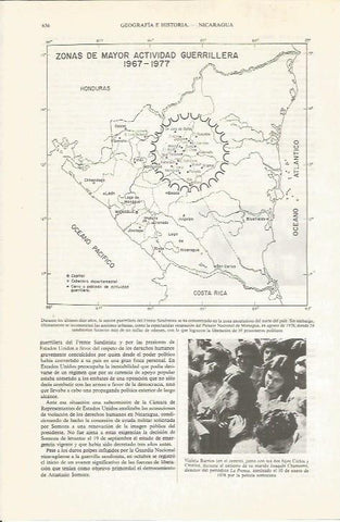 LAMINA ESPASA 34073: Plano de la actividad guerrillera de Nicaragua entre 1967-1977