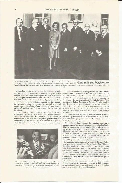 LAMINA ESPASA 34082: Entrega de los Premios Nobel en 1977