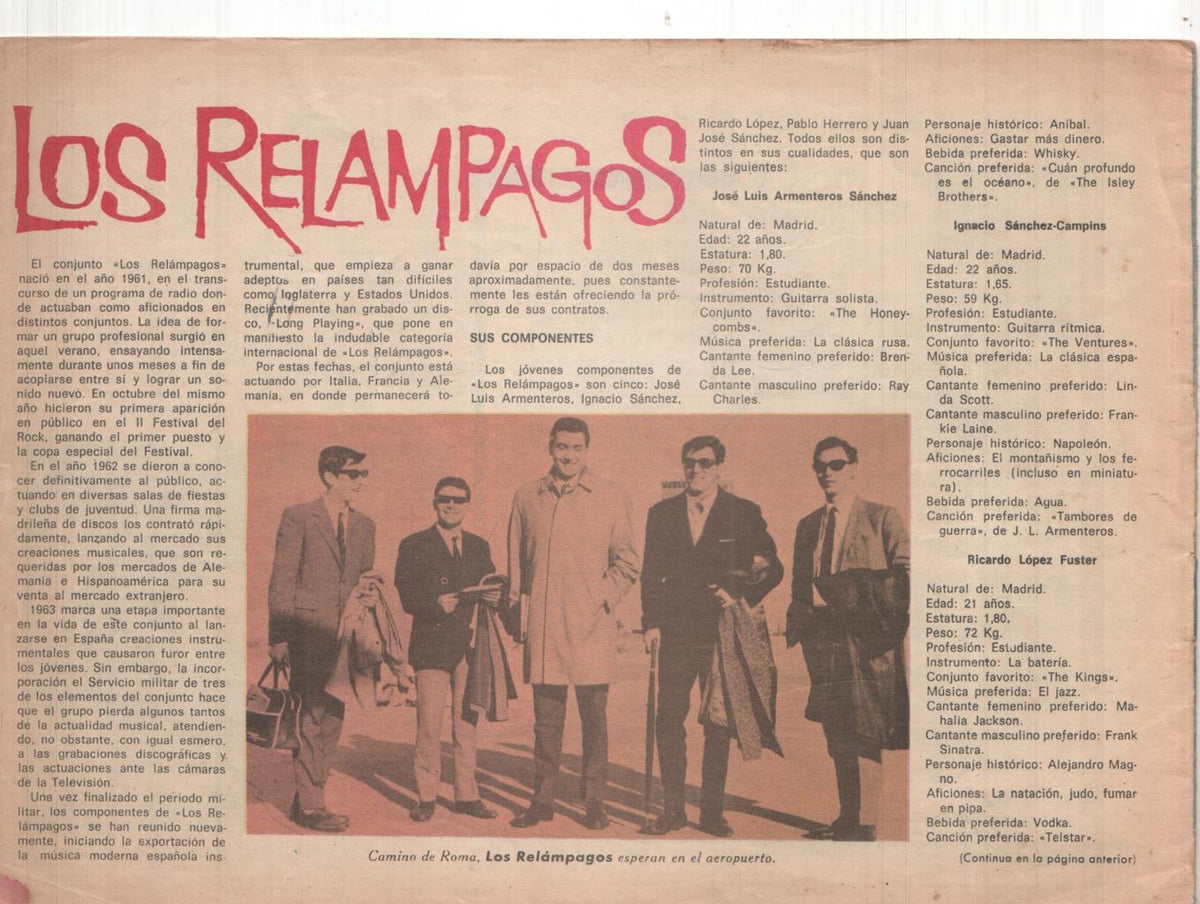 Claro de Luna numero 336: reportaje sobre Los Relampagos (numerado 1 en trasera)