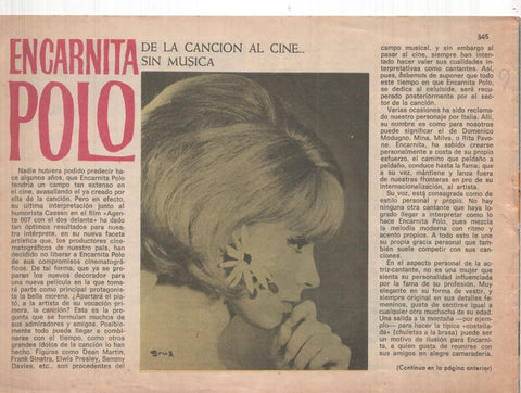 Claro de Luna numero 345: reportaje sobre Encarnita Polo (numerado 2 en trasera)