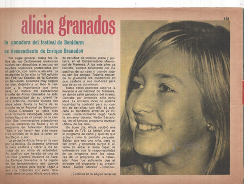 Claro de Luna numero 358: reportaje sobre Alicia Granados (numerado 2 en trasera)