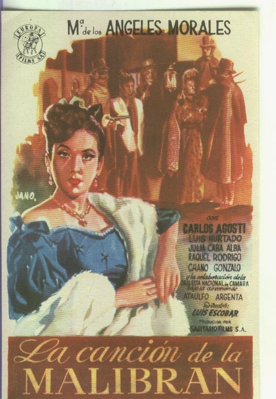 Programas de cine: La cancion de la Malibran