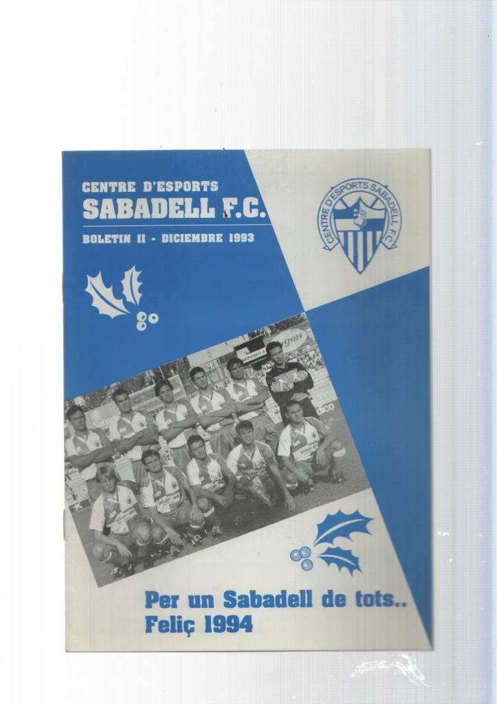 Centre d esports Sabadell F.C. butlleti II: Diciembre 1993_ Per un Sabadell