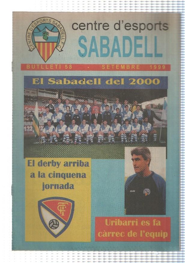Centre d esports Sabadell F.C. butlleti 58, setembre 1999: El Sabadell del 2000