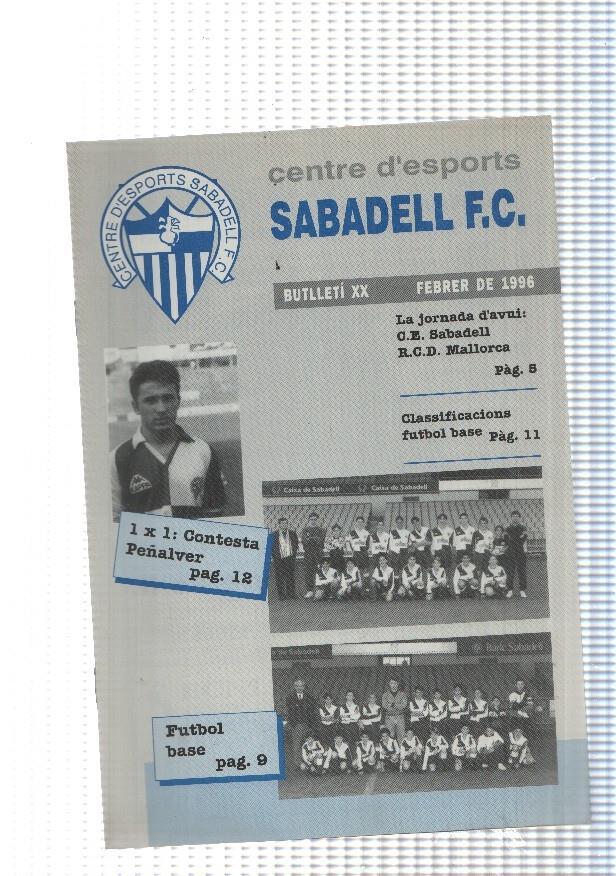 Centre d esports Sabadell F.C. butlleti XX febrer 1996: La jornada