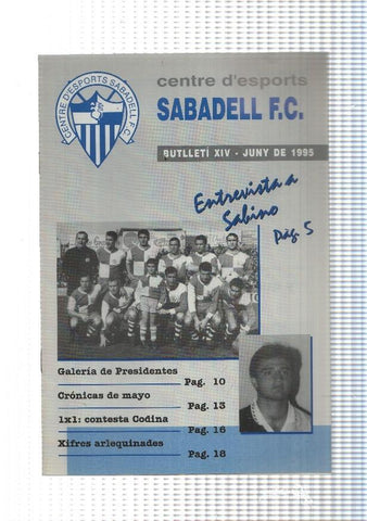 Centre d esports Sabadell F.C. butlleti XIV juny 1995: Entrevista a