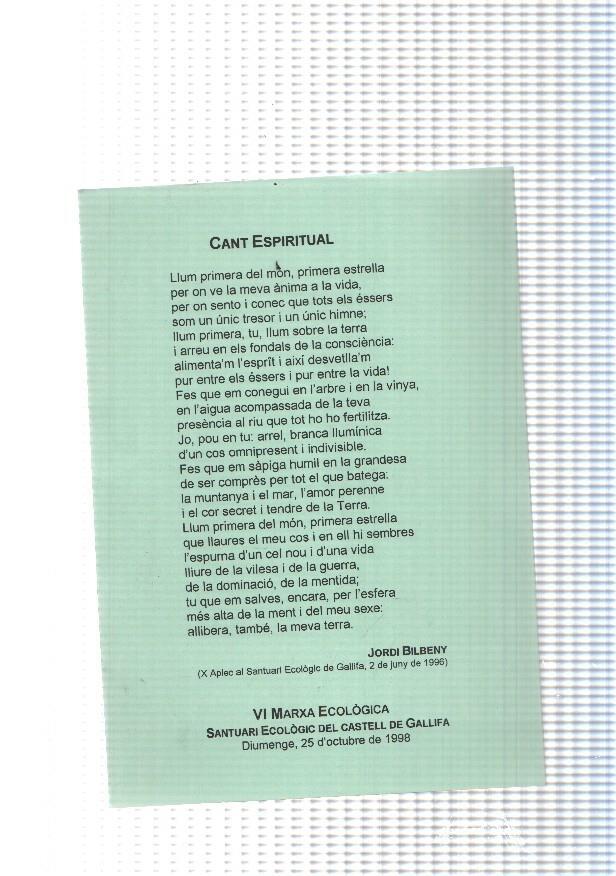 Lamina con Cant Espiritual VI marxa ecologica Santuari ecologic del 