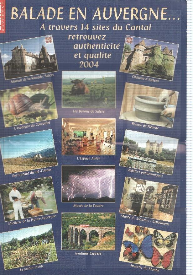 Folleto Balade en Auvergne a travers 14 sites du cantal retrouvez 