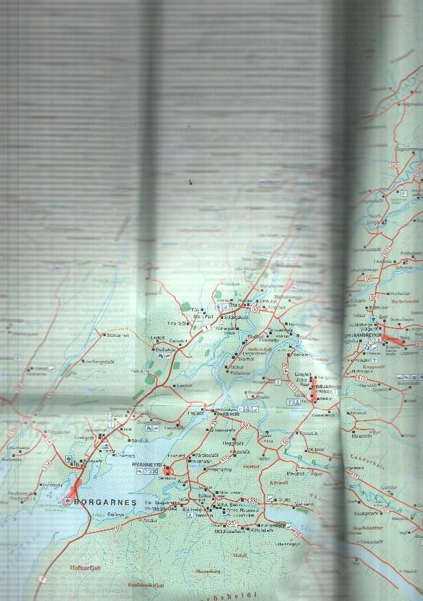 Folleto turistico desplegable con el mapa de Borgarnes