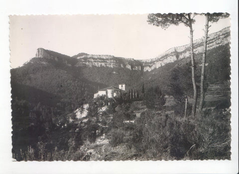 Postal JC093: Ayguafreda - Alt. 416 m, Valldeneu (en B/N con bordes dentados)