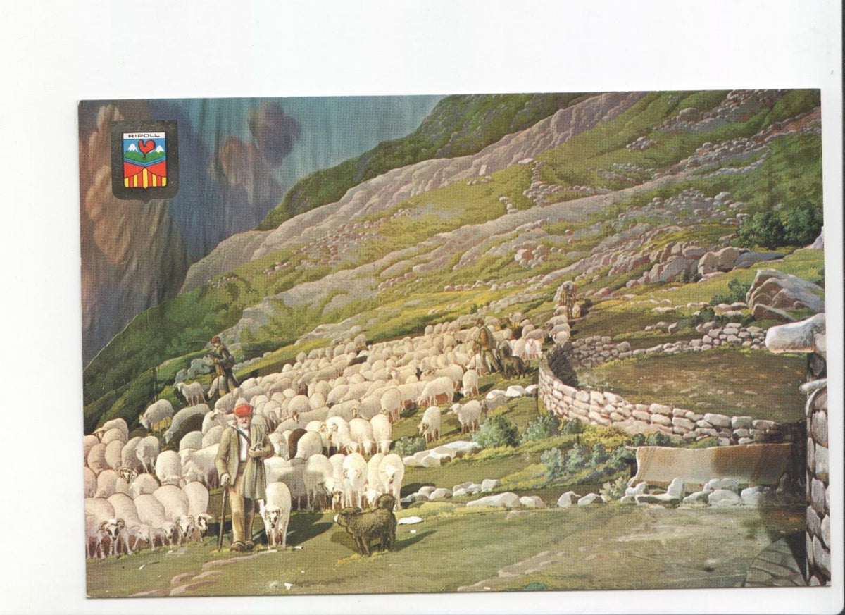Postal JC0111: Museu de Ripoll. Detalle del diorama "Els pastors a la muntanya". Obra de Salvador Alarma