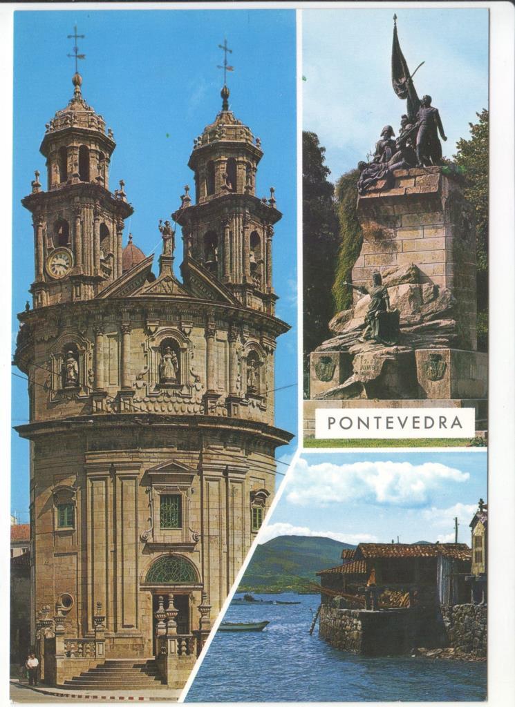 Postal JC0114: Pontevedra. Iglesia de la Peregrina y monumento a los Heroes de Puente Sampayo