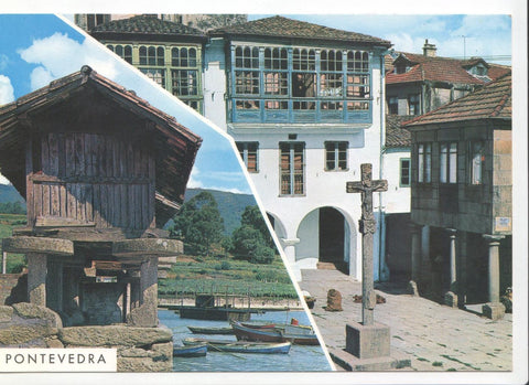 Postal JC0119: Pontevedra. Horreo tipico y Plaza de la Leña