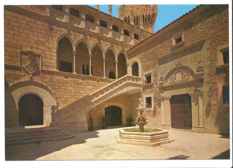 Postal JC0143: Palma de Mallorca. Pueblo Español. Plaza de Santa Maria (Burgos). Al fondo la Diputacion de Barcelona