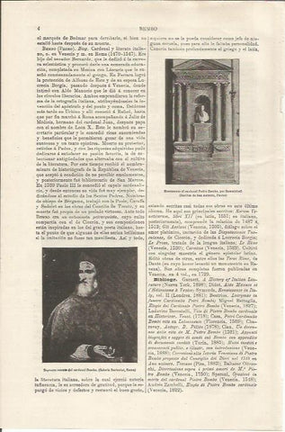 LAMINA ESPASA 34420: Monumento y retrato del Cardenal Bombo