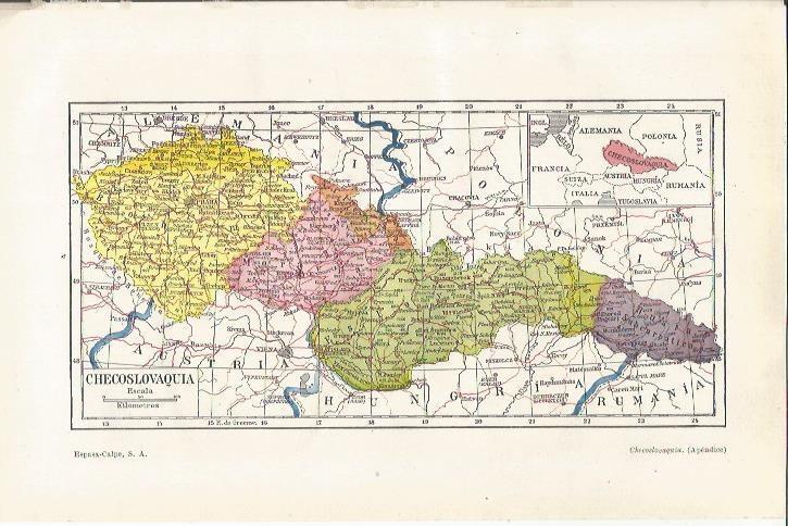 LAMINA ESPASA 34949: Mapa de Checoslovaquia