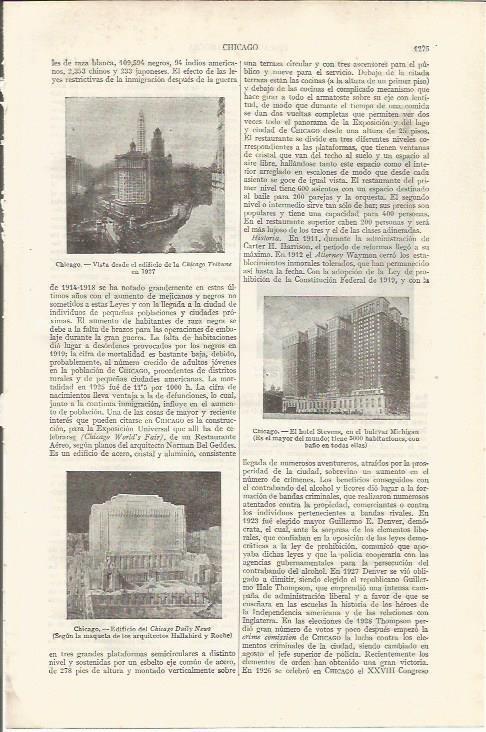 LAMINA ESPASA 34960: Chivago Tribune, Hotel Stevens de Chicago