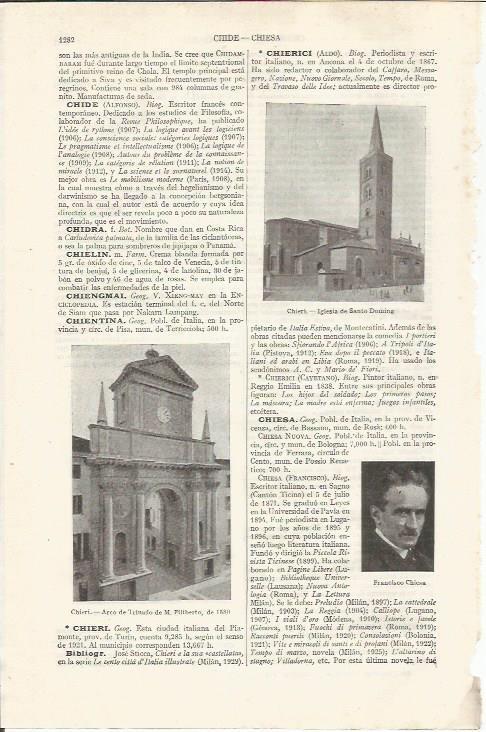LAMINA ESPASA 34963: Igleisa y Arco del Triunfo en Chieri, Italia 