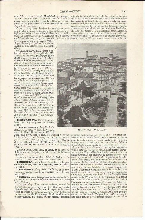 LAMINA ESPASA 34964: Vista de Chieti, Italia