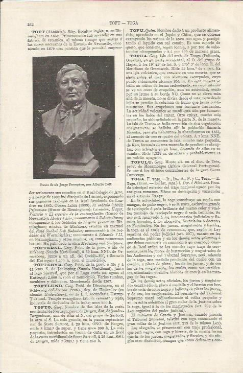 LAMINA ESPASA 35045: Busto de George Frampton, por Toft