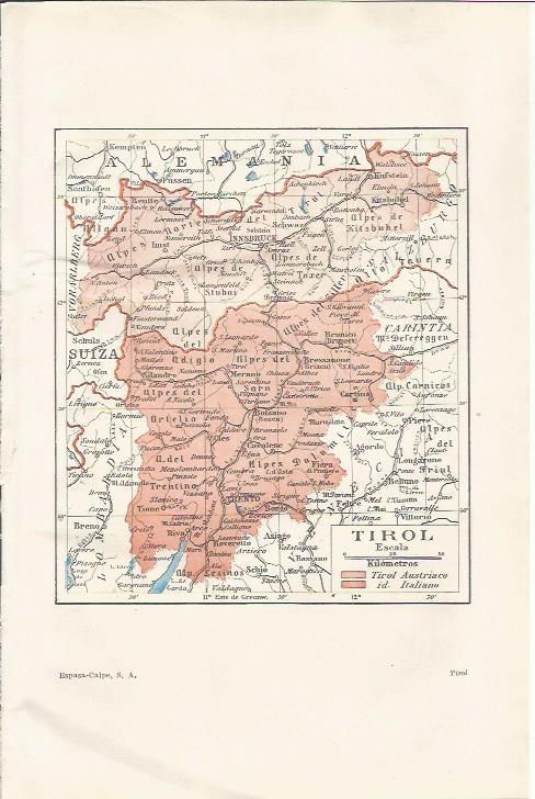 LAMINA ESPASA 34999: Mapa del Tirol
