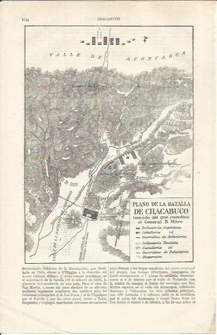 LAMINA ESPASA 34944: Plano de la Batalla de Chacabuco