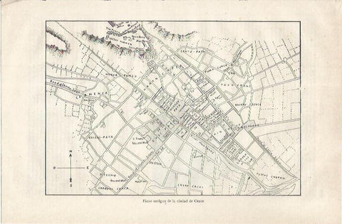 LAMINA ESPASA 34942: Plano antiguo de Cuzco, Peru