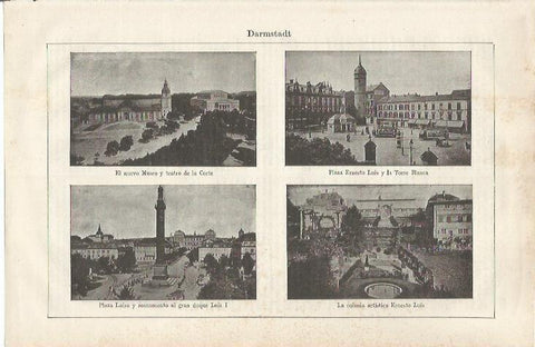 LAMINA ESPASA 34866: Nuevo Museo, Plaza Ernesto Luis y Plaza Luisa de Darmstadt
