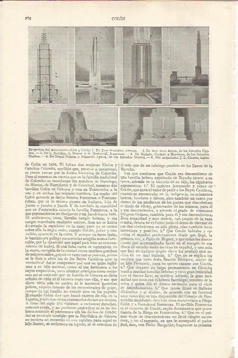 LAMINA ESPASA 34889: Proyectos del faro a Colon
