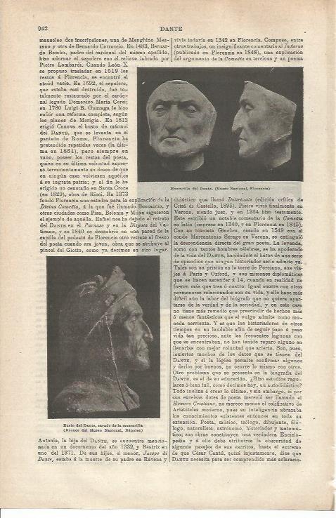 LAMINA ESPASA 34842: Mascarilla de Dante