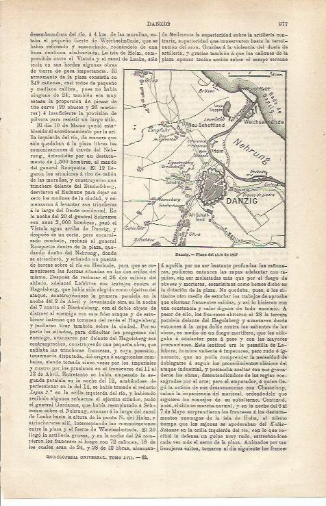 LAMINA ESPASA 34849: Plano del Sitio de Danzig de 1807
