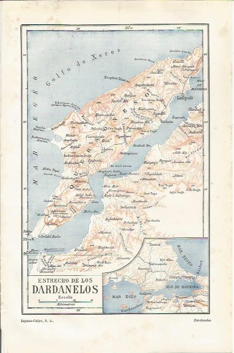 LAMINA ESPASA 34856: Mapa de los Estrechos de los Dardanelos