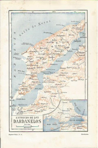 LAMINA ESPASA 34856: Mapa de los Estrechos de los Dardanelos