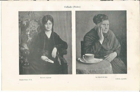 LAMINA ESPASA 34890: Retratp de joven y La vieja de la taza, por Pedro Collado
