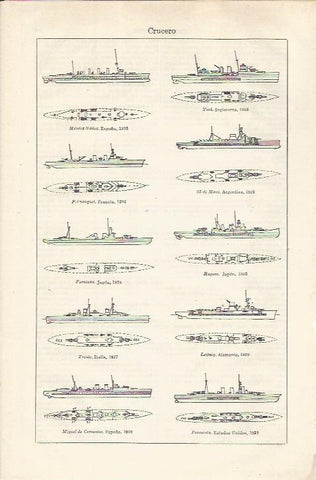 LAMINA ESPASA 34926: Tipos de crucero de 1923 a 1929