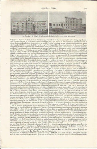 LAMINA ESPASA 34912: Colegio de la Compañía de Maria y Convento de las Adoratrices, en La Coruña