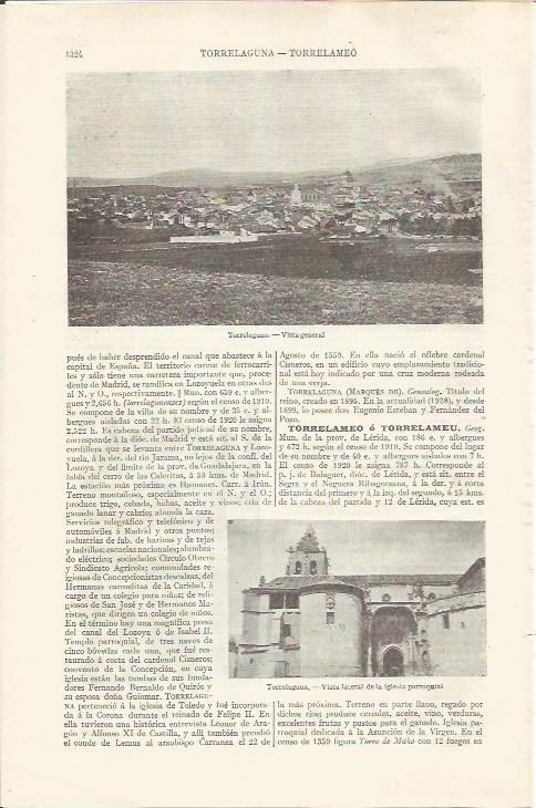 LAMINA ESPASA 35200: Vista e iglesia de Torrelaguna, Madrid