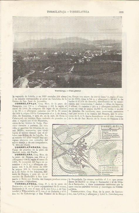 LAMINA ESPASA 35201: Vista y plano de Torrelavega, Santander