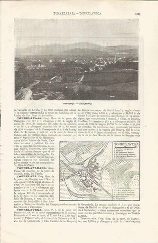 LAMINA ESPASA 35201: Vista y plano de Torrelavega, Santander