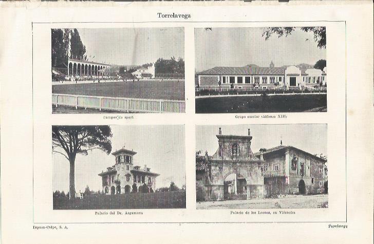 LAMINA ESPASA 35203: Colegio Alfonso XIII, Palacio de los Leones y Palacio del Dr. Argumoza en Torrelavega, Santander