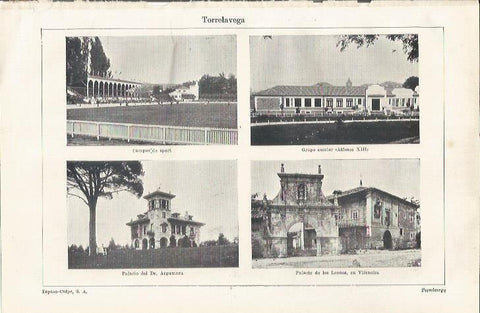 LAMINA ESPASA 35203: Colegio Alfonso XIII, Palacio de los Leones y Palacio del Dr. Argumoza en Torrelavega, Santander