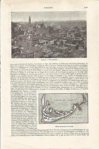 LAMINA ESPASA 35172: Vista y plano del puerto de Toronto