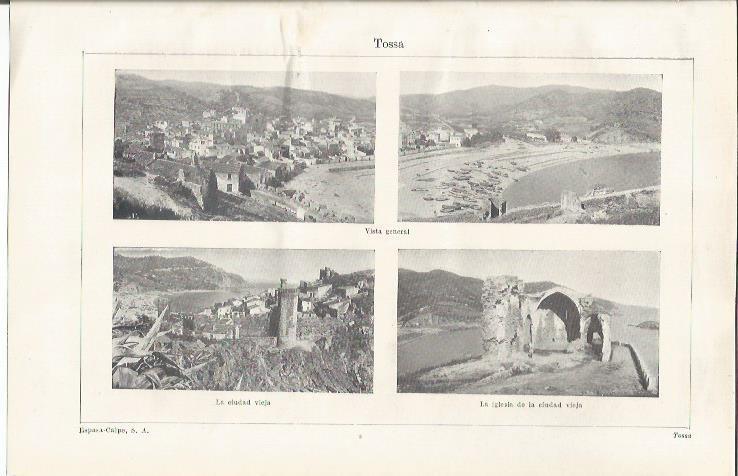 LAMINA ESPASA 35233: Vista y ciudad vieja en Tossa de Mar, Girona