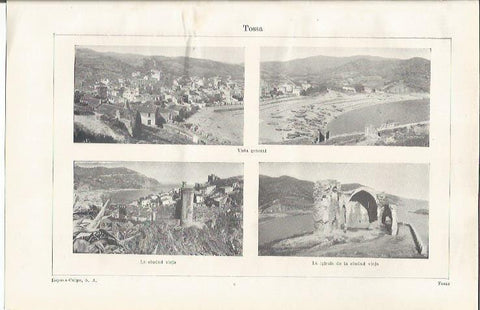 LAMINA ESPASA 35233: Vista y ciudad vieja en Tossa de Mar, Girona