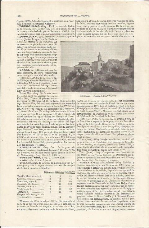 LAMINA ESPASA 35235: Puerta de San Francisco en Tossignano, Italia