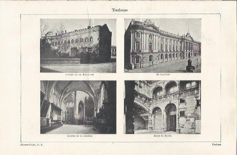 LAMINA ESPASA 35245: Hotel de Bernis, El Capitolio y Colegio de San Raymond en Toulousse, Francia