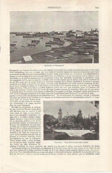 LAMINA ESPASA 35214: Vista y plaza en Torrevieja, Alicante